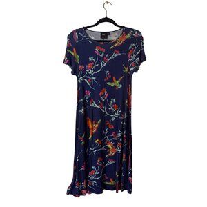 Asos Maternity Navy Blue Floral Short Sleeve Midi Dress Size 6/10/38 100% Viscos